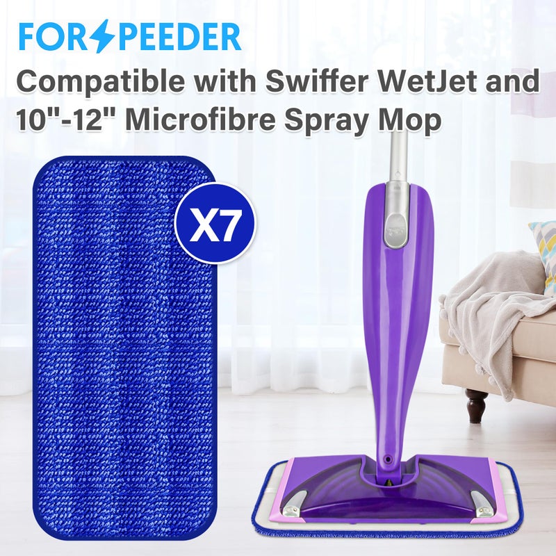 FORSPEEDER Reusable Mop Pads for Swiffer WetJet, Wet Pads Refills for 12'' Spray Mop, Microfiber Refill Machine Washable Up to 100+ Floor Cleaning for All Kinds of Floor Types, 7 Pack - Image 2